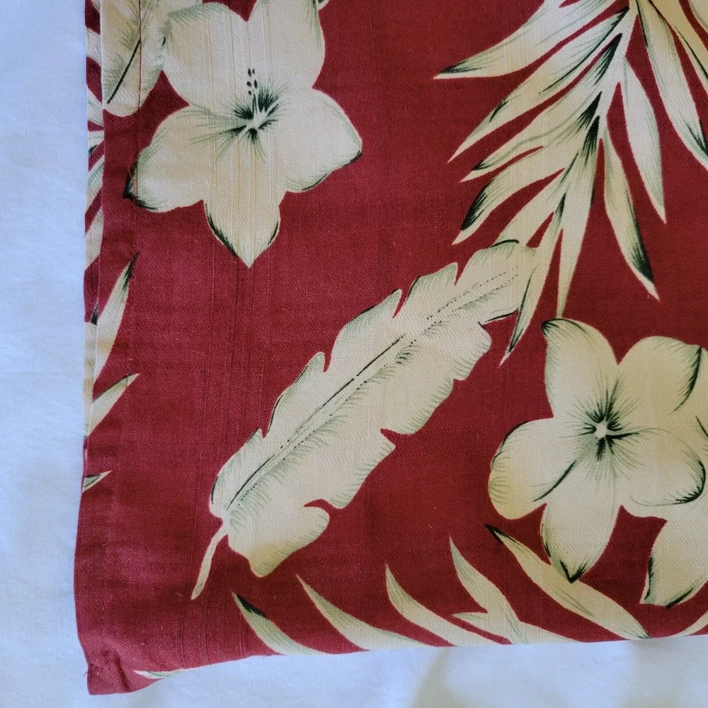 Caribbean XL Silk Hawaiian‎ Shirt Red Floral Button Up